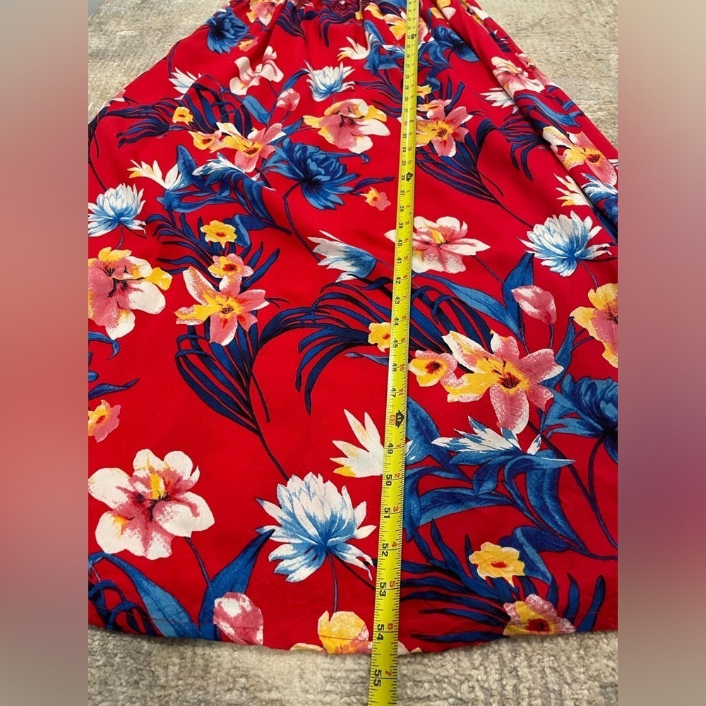 Japna Floral V Neck Sleeveless Racerback 5 Button Red Maxi Dress Size Medium - Picture 8 of 10